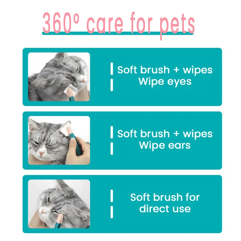 Dog Cat Cleaning Supplies Soft Pet Eye Rub Handheld Cats Tear Stains Brush Eye Care Pets Cleaning Grooming Tools Cat Accessories - Image 3