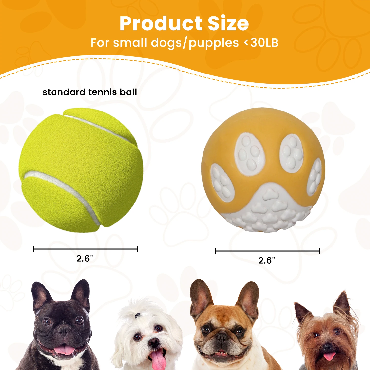 3Pcs Squeaky Dog Toy Balls with Paw/Heart/Bone Emboss, Dog Teething Chew Toys, Natural Latex Dental Care Interactive pet Toys - Image 5