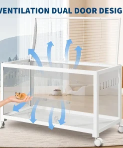 Alternative view of 38 Inch Large Metal Rat Cage with Wheels and PS Panels Bite-Proof Hamster Cage with a Small Door Top-Opening Ventilated