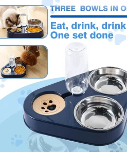 Non-slip and knock resistant dog bowl Stainless steel water food self-service feeder Pet feeding Drinking bowl for dogs and cats