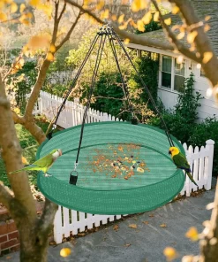 Alternative view of Hanging bird feeder bird feeding net outdoor Finch bird food Catcher Tray Spill Proof parrot food container For Backyard Garden