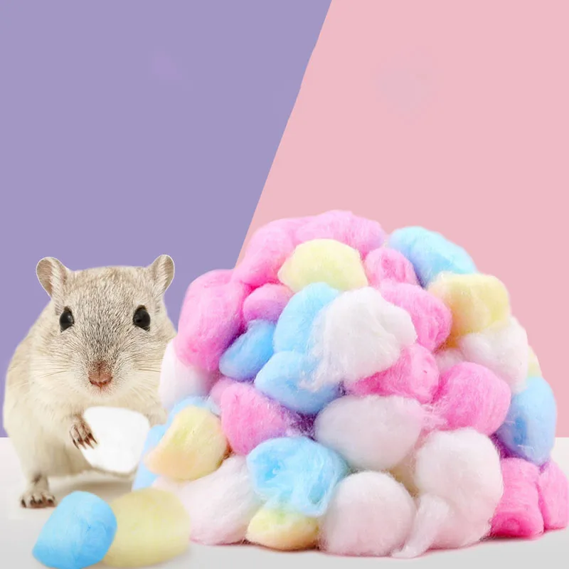 100pcs/pack Colorful Cotton Balls for Small Animal Cages - Hamster Rat Mouse Warm House Bedding Essential Pet Supplies Pack - Image 3