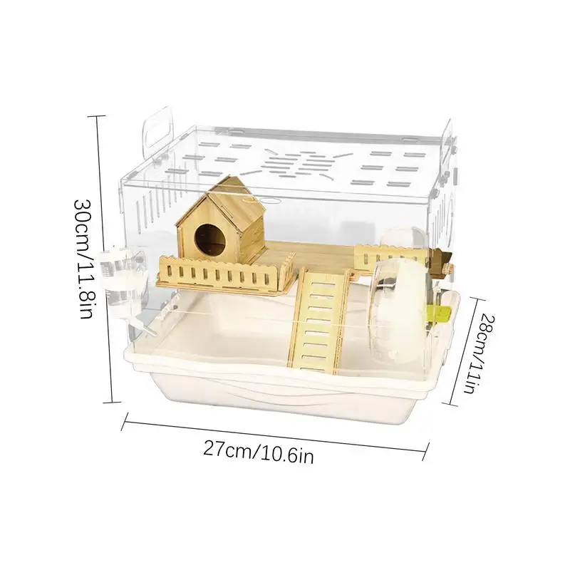 Acrylic Hamster Cage Wooden Small Animal Cage Accessories 2-Layer Small Pet Breathable House For Dwarf Hamsters Mice Gerbils - Image 6