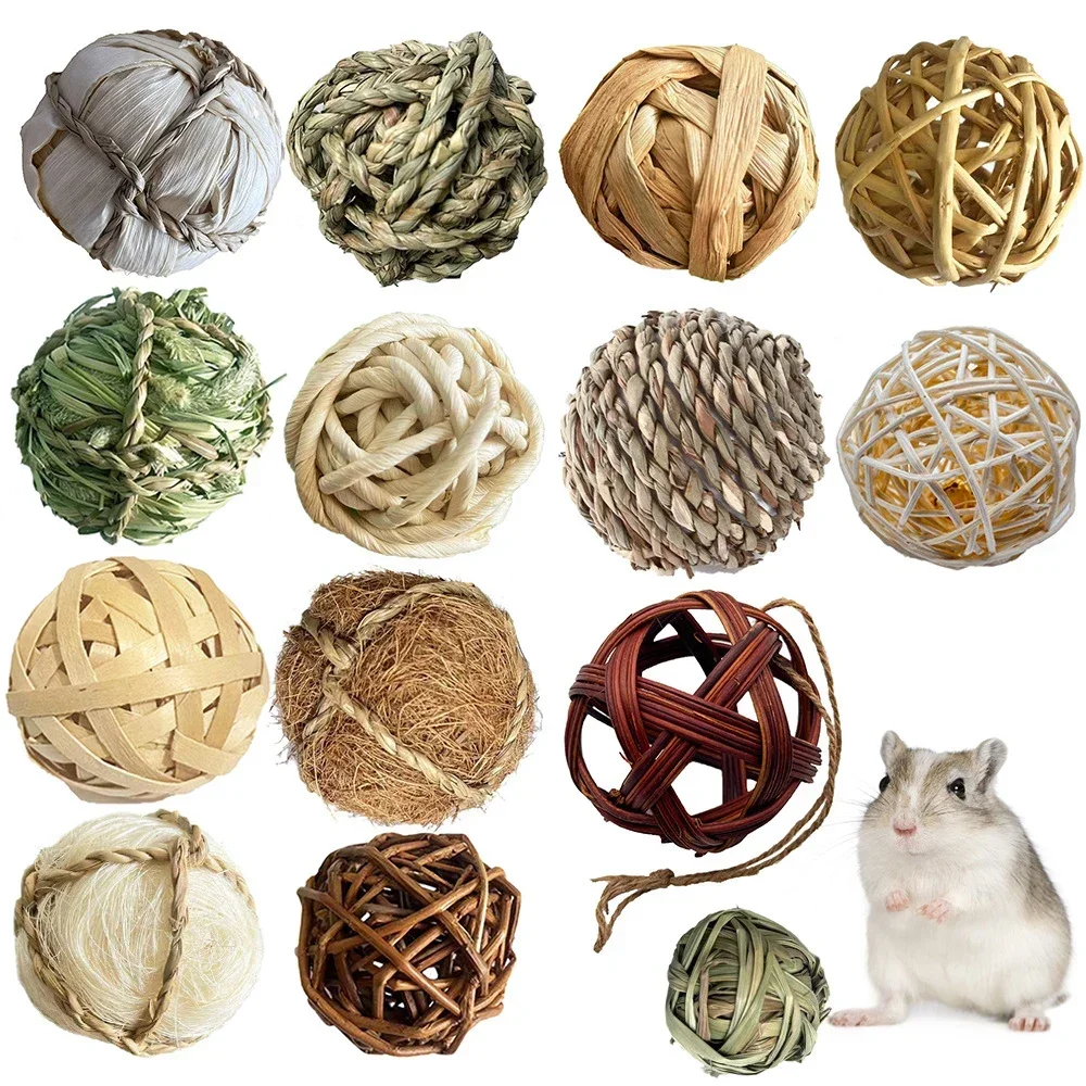 Hamster Chew Toys Small Animal Tooth Cleaning Molar Grinding Toys Natural Plant Balls for Ribbit Home Pet Supplies - Image 2