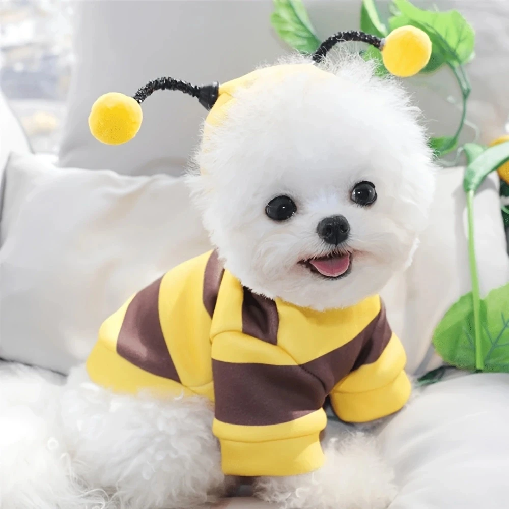 Bee Pet Puppy Coat Apparel Outfit Dog Halloween Hoodies Winter Cat Cosplay Costume Holiday Outfit for Small Medium Dogs & Cats - Image 3
