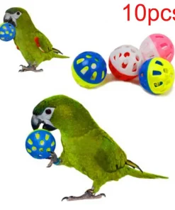 Alternative view of 10pcs Parrot Toy Balls Fun Colored Hollow Bell Ball Sound Bird Toy Parakeet Training Interactive Chew Toys Pet Bird Supplies