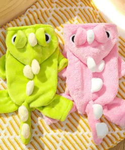 Alternative view of Four-Legged Clothing for Autumn and Winter, Fleece-Lined Dinosaur Transformation Flannel Pet Dog and Cat Warm Clothing for Cats