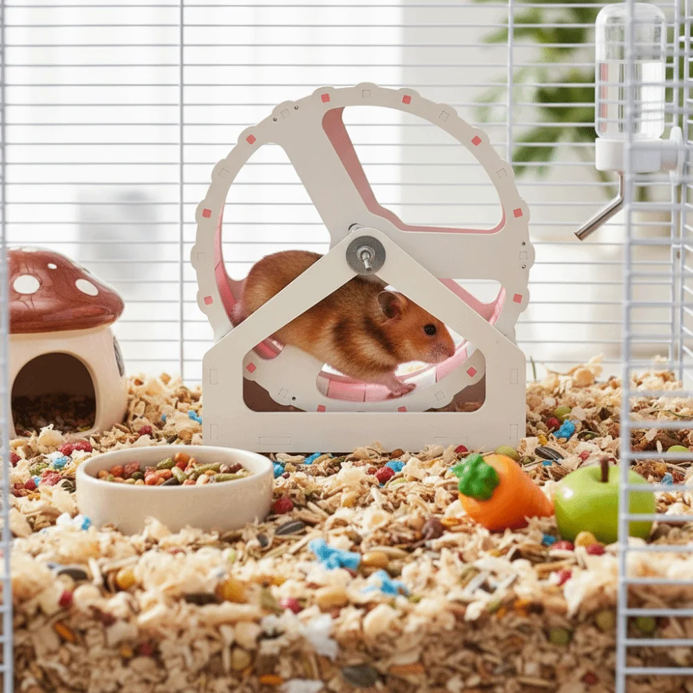 Durable Plastic Hamster Running Wheel Silent Stable Base Rodent Running Wheel Colorful 21cm Exercise Wheel for Small Animals - Image 2