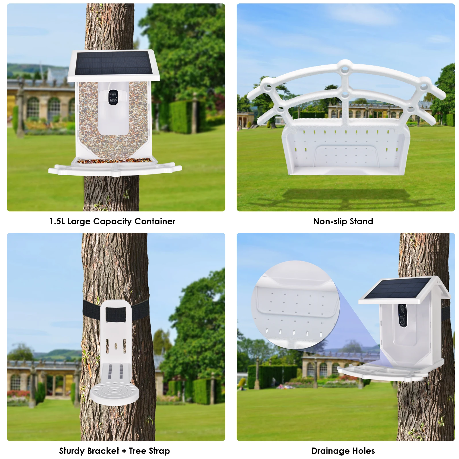 Blue Smart Bird Feeder with Camera, Outdoor Bird Feeding House 2.5L Waterproof, Solar-Powered, HD Bird Watching Camera (blue) - Image 5