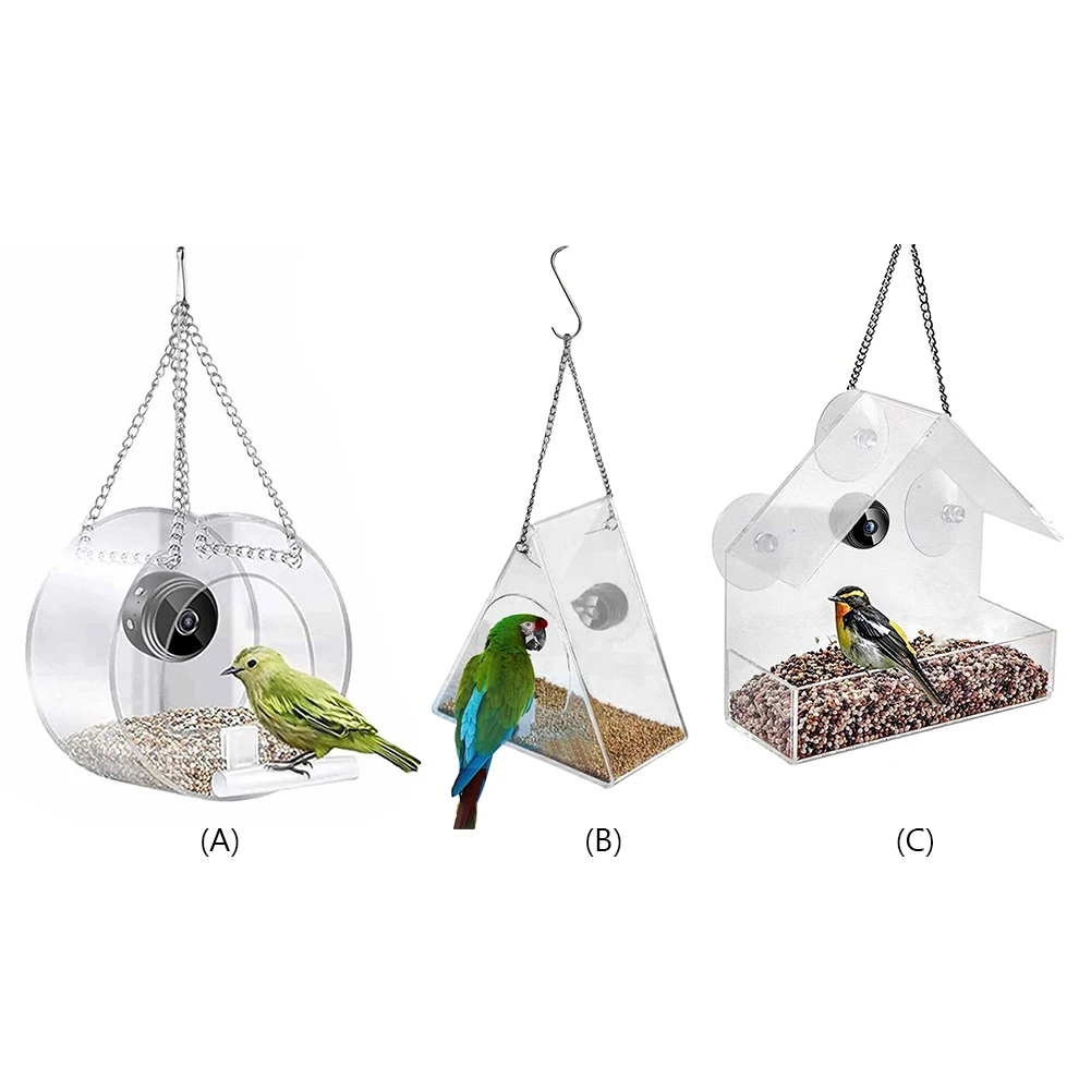 Smart Birds Hanging Feeder Transparent with Camera Bird House Pet Feeder 1080P HD Easy Installation for Outdoor Garden - Image 4