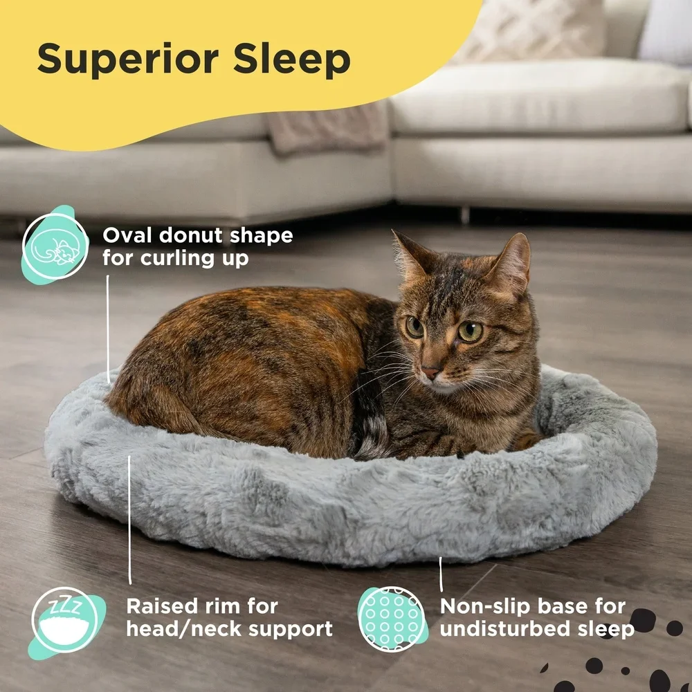 Faux Fur Cat Bed Self Warming Cozy Donut Shape Supportive Design Better Sleep Snuggle and Relaxation - Image 6
