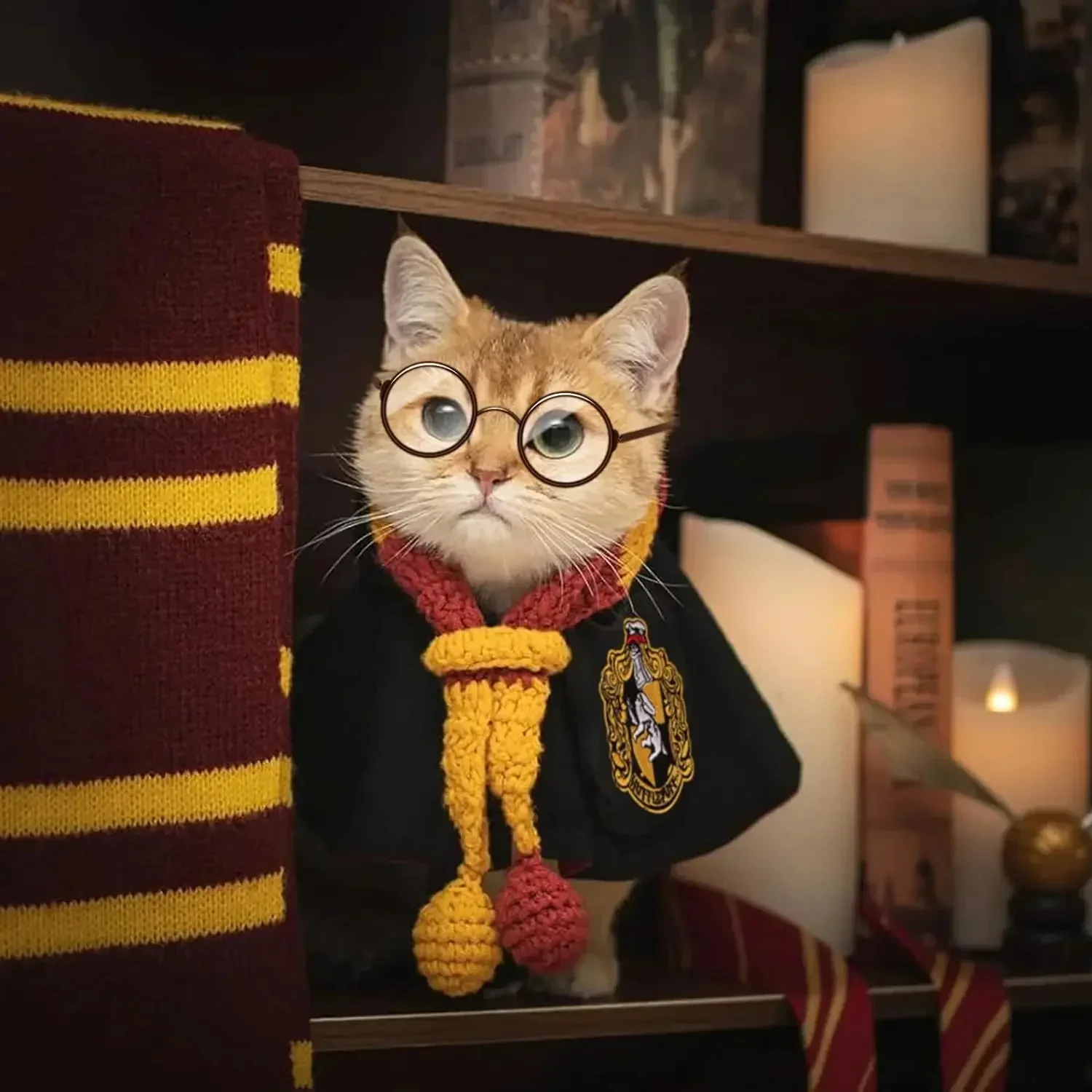 Halloween Cat Cosplay Pet Clothes Cloak College Small Magic Cloak Dog Costume Pet Glasses Necktie Dog Pet Shawl Autumn Clothes - Image 6