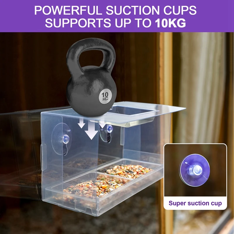 Window Bird Feeder. Birds Feed Undisturbed Whilst You Watch. Innovative Window Bird Feeders With Strong Suction Cups Durable - Image 2