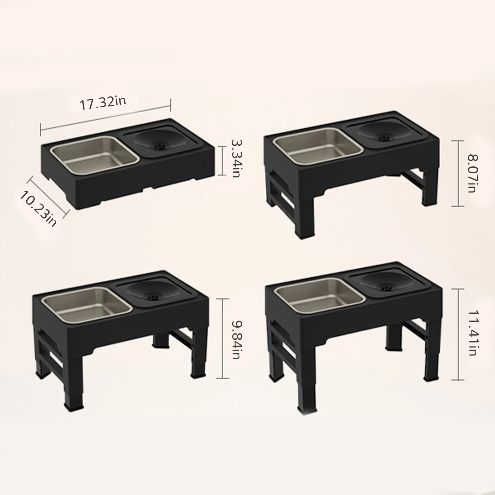 Dog Feeding Table Stainless Steel Bowl Foldable Raised Feeder Non Slip Durable Black Pet Food Stand Small Medium Dogs Use - Image 3