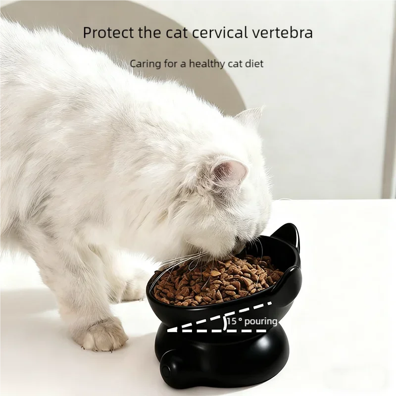 Tilted Elevated Ceramic Cat Bowl Cute Anti Black Chin Pet Feeder Water Bowl Neck Protection Dog Bowl For Small Pets Pet Supplies - Image 2