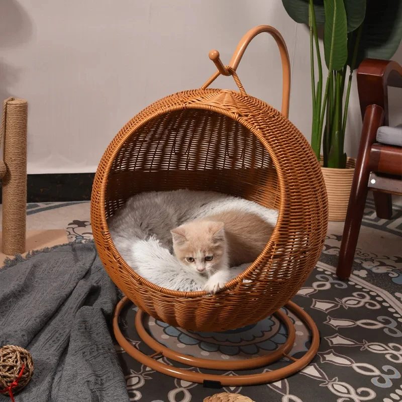 Cat and dog kennel rattan pet products Summer pet kennel cool kennel hanging cat basket four seasons universal pet mat - Image 2