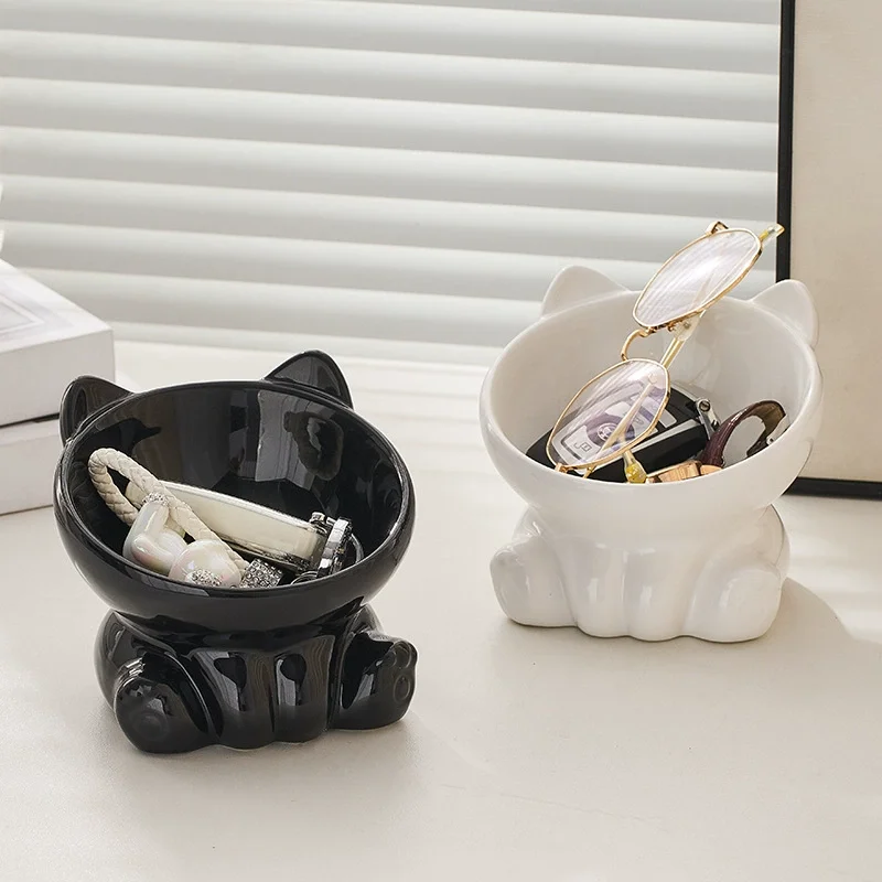 Tilted Elevated Ceramic Cat Bowl Cute Anti Black Chin Pet Feeder Water Bowl Neck Protection Dog Bowl For Small Pets Pet Supplies - Image 6