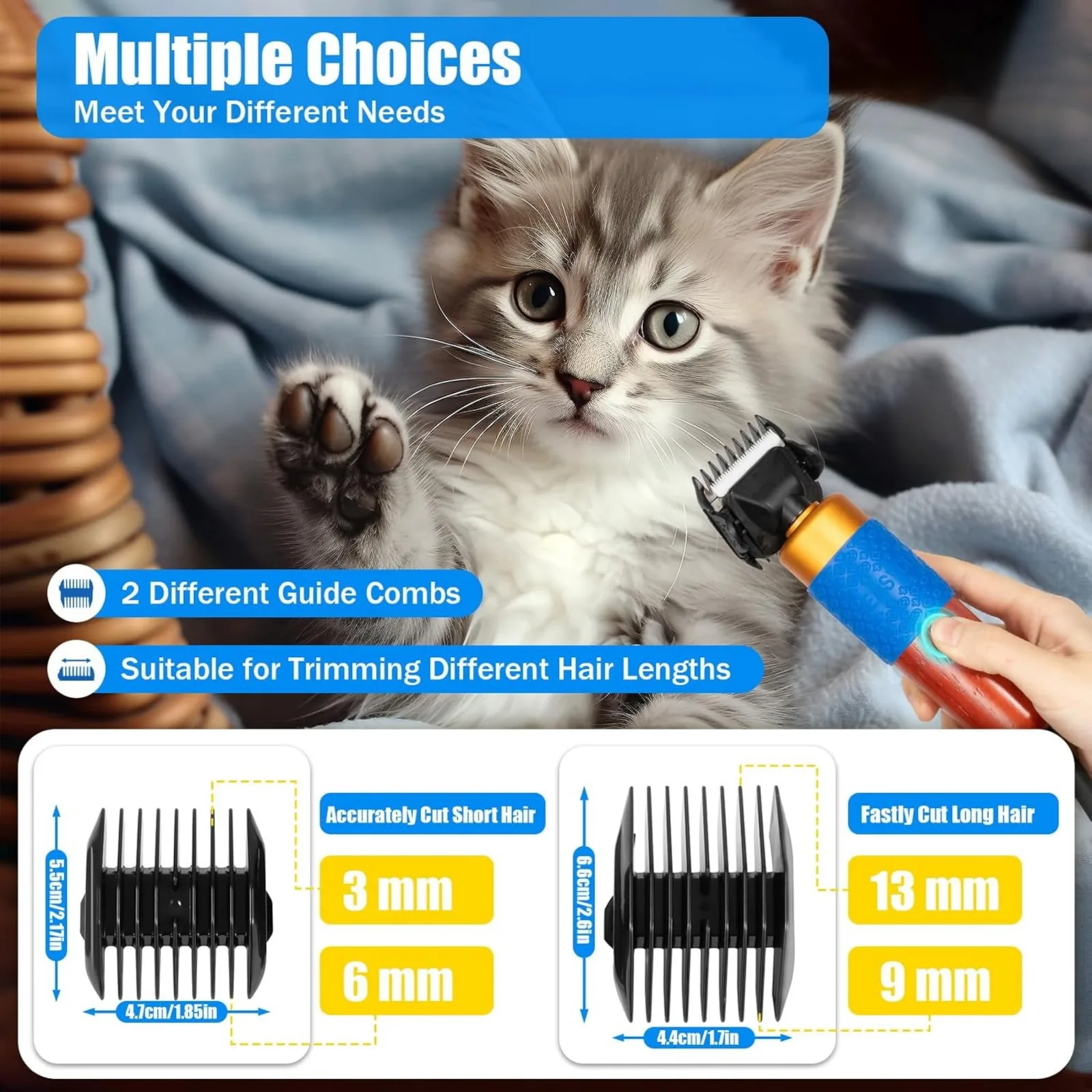 200W Electric Pet Clippers,Pet Dog Grooming Clippers Kit Low Noise Pet Hair Trimmer for Grooming Hair Clipper for Dogs Cats Pets - Image 3