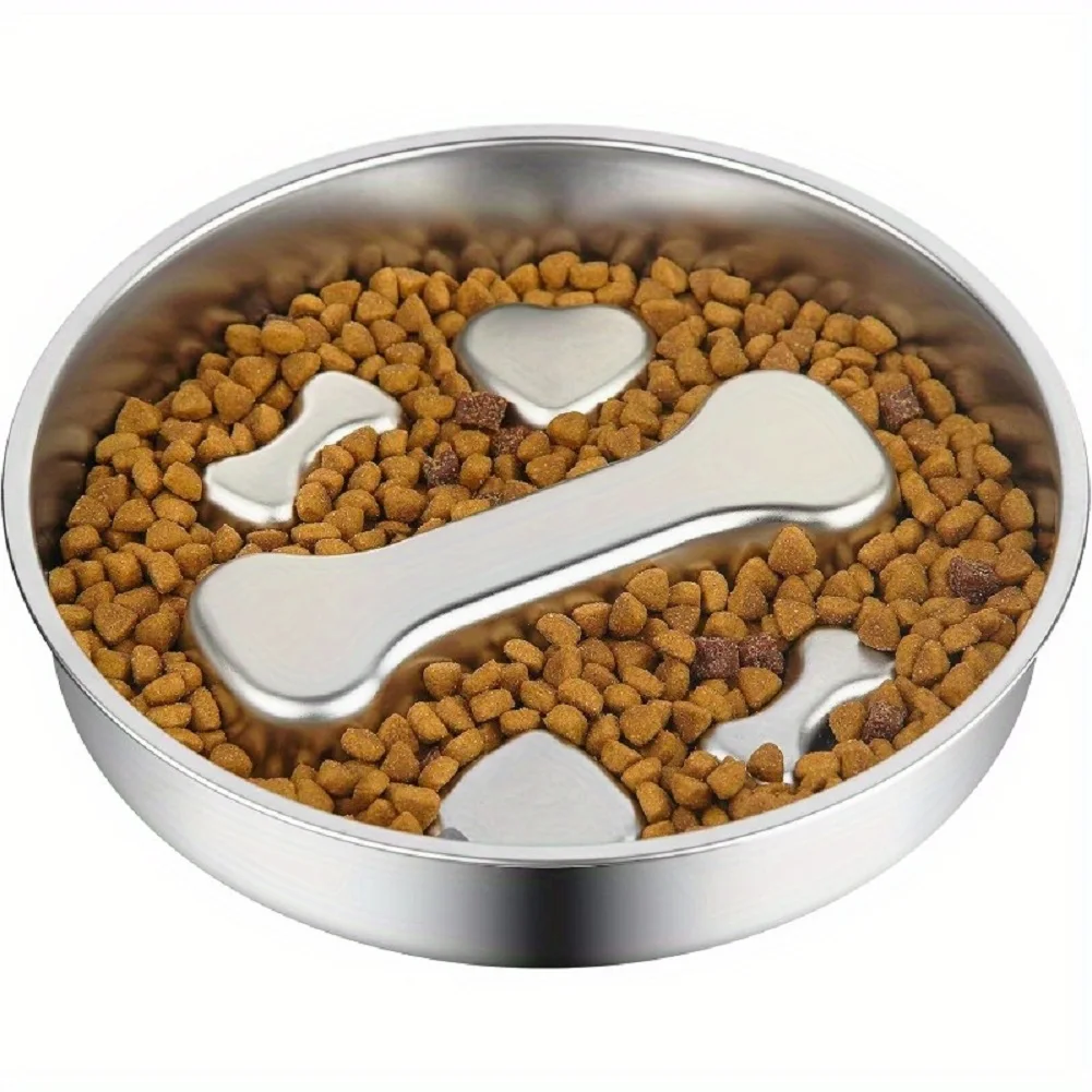 Stainless Steel Dog Bowl Pet Dog Slow Feeder with Non-Slip Mat Dog Water Bowl Anti-Choking Pet Bowl for Small & Medium Dogs - Image 3