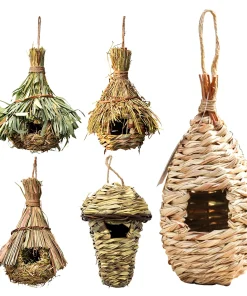 Bird Cage Comfortable Resting Place Natural Grass Bird House Weaved Hanging Parrot Nest Houses Outdoor Decoration